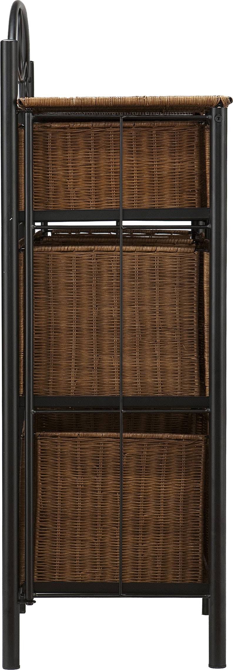 Black/Brown Iron/Wicker Storage Chest F5999