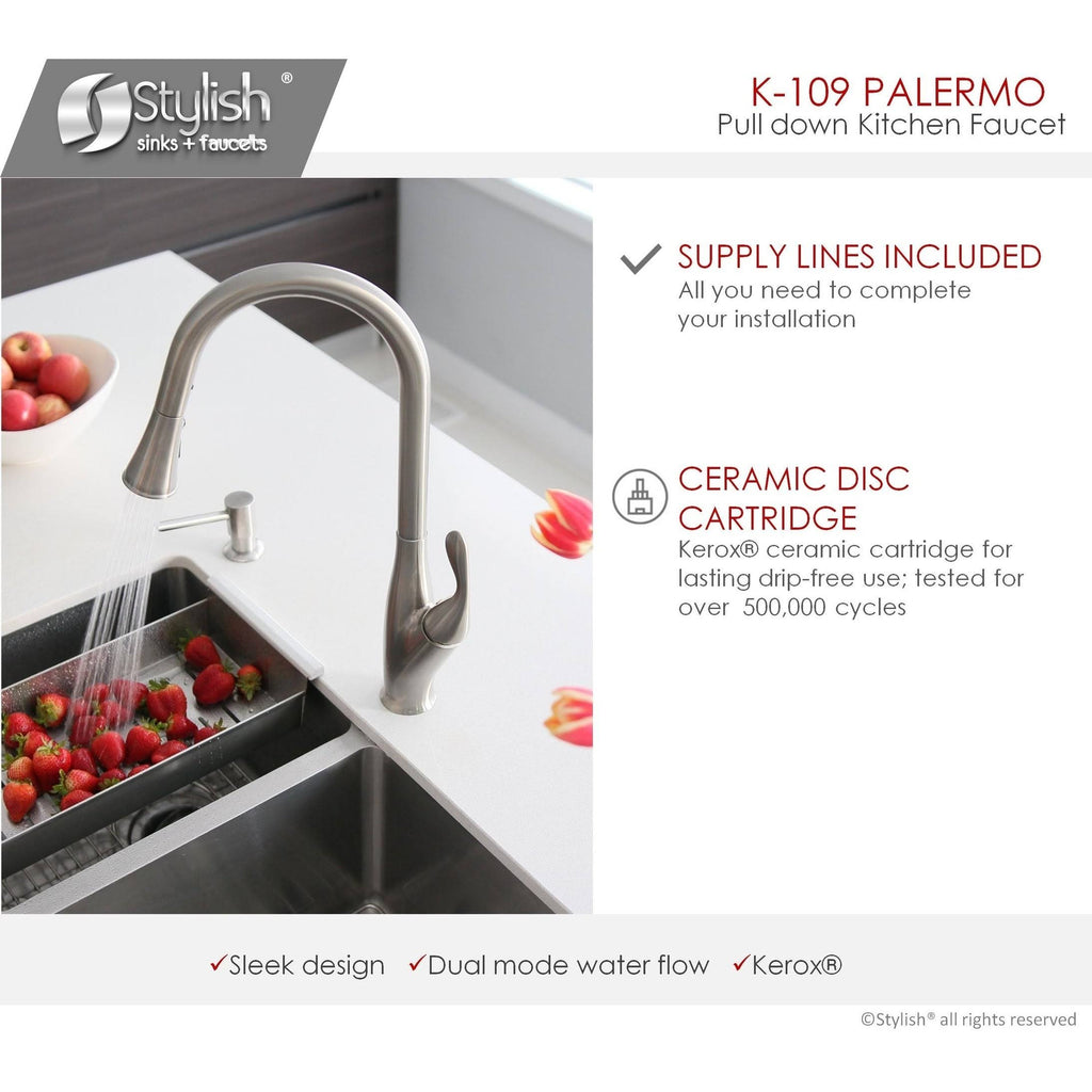 Brushed Nickel Single Handle Pull Down Kitchen Faucet N9626