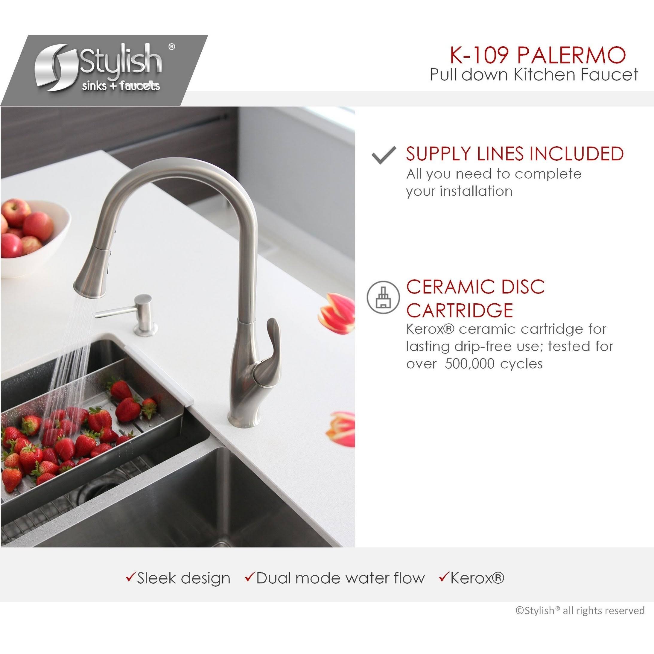 Brushed Nickel Single Handle Pull Down Kitchen Faucet N9626