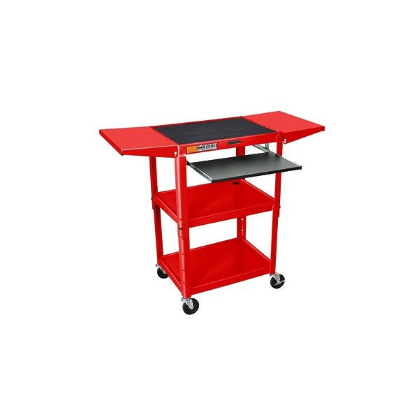Red Adjustable Height Cart with Leaf/Keyboard N746