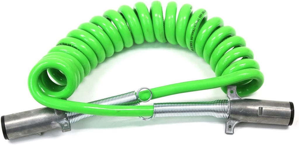 7-Way ABS Coiled Cable 15 Ft Trailer Electrical Power Cord Z536452