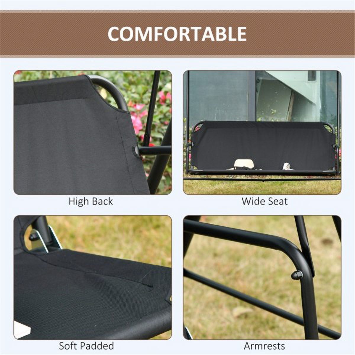Black 3-Person Porch Swing M83115