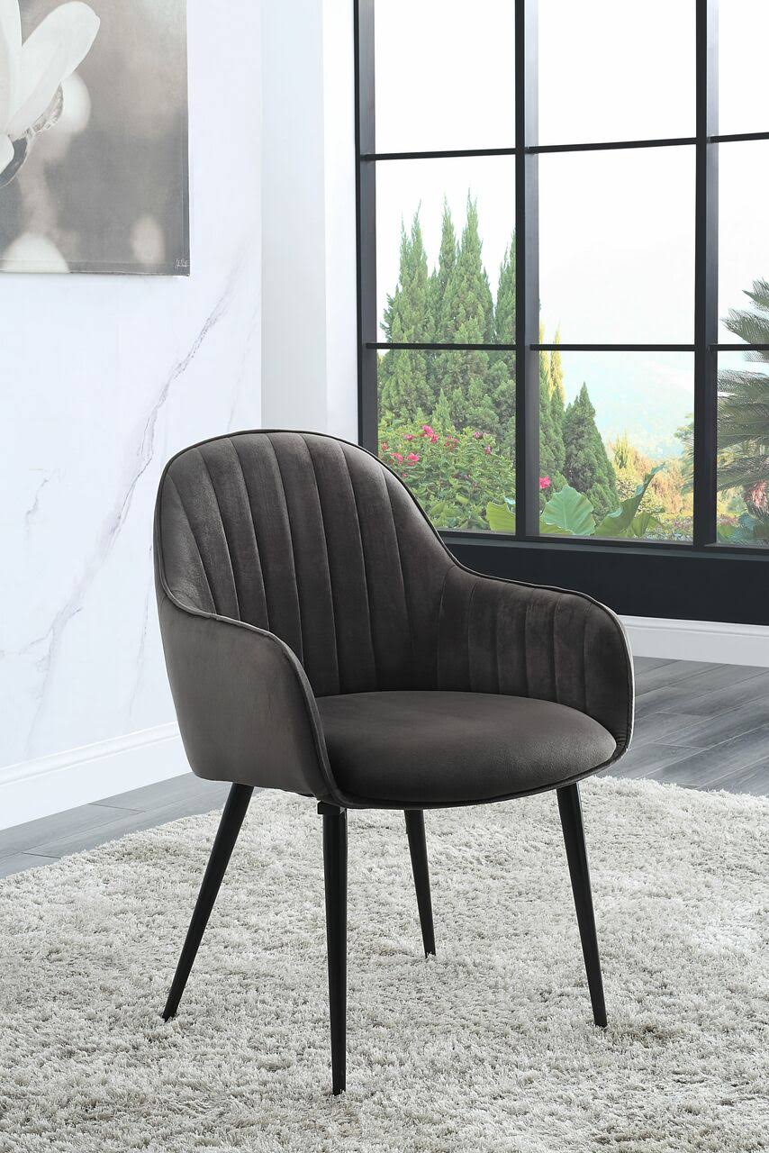 Dark Gray Fabric Side Chair with Black Finish A16586