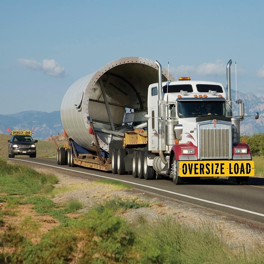 Oversize Load Sign for Escort Vehicles - Hinged Aluminum - 12 Inch x 60 Inch N941