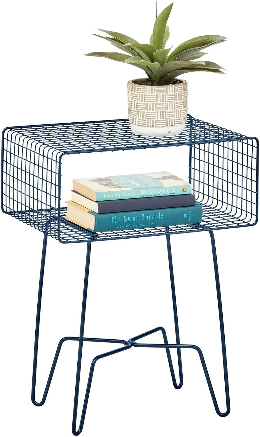 Bronze 2-Tier Metal End Table with Storage Shelf W35823