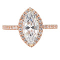 18K Rose Gold Halo Engagement Ring With Crystal Side Stones B3407
