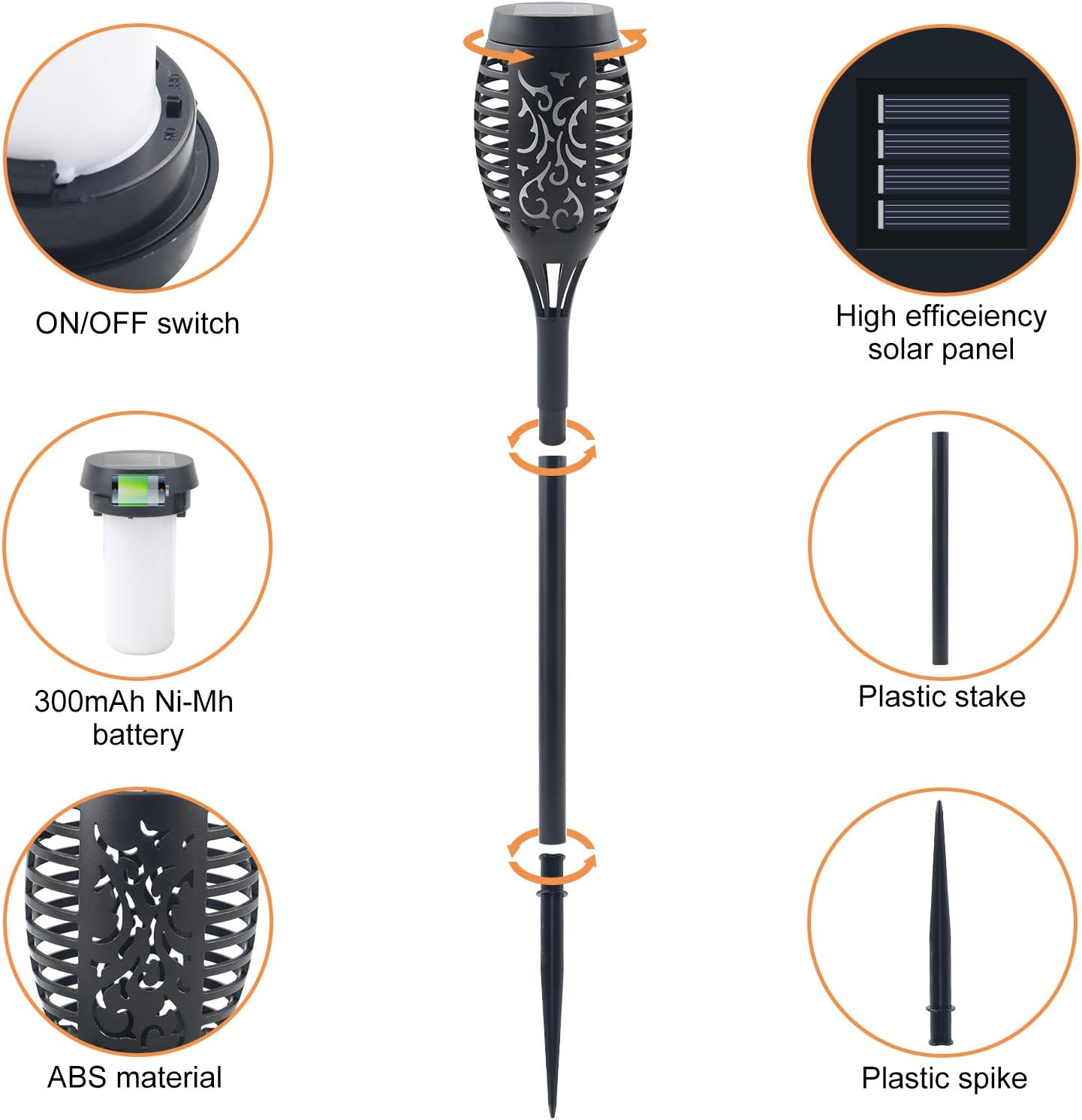 16 Pack Solar Torch Lights with Flickering Flames, Waterproof K26868