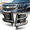 Black Housing Smoked Lens LED Tube Dual Projector Headlights D24483