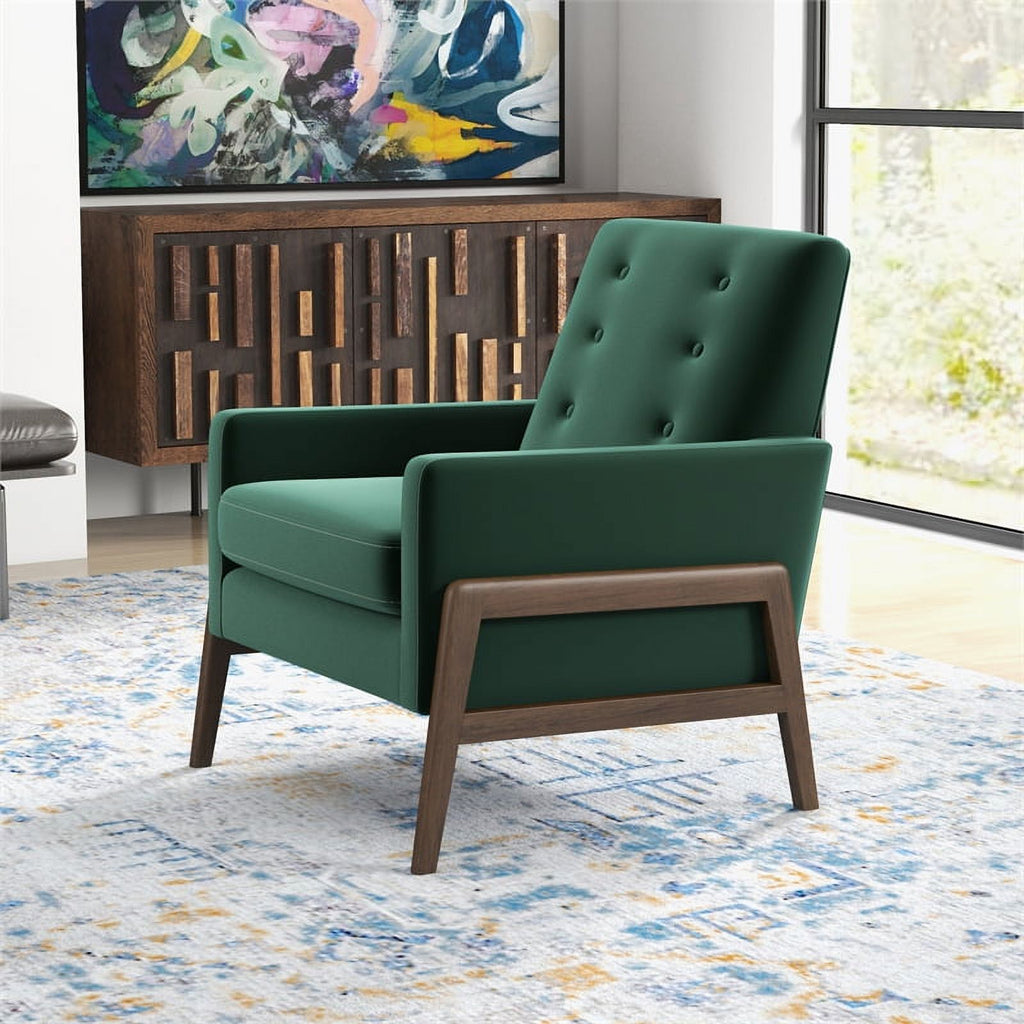 Green Velvet Tufted Accent Armchair Set of 2 S8007