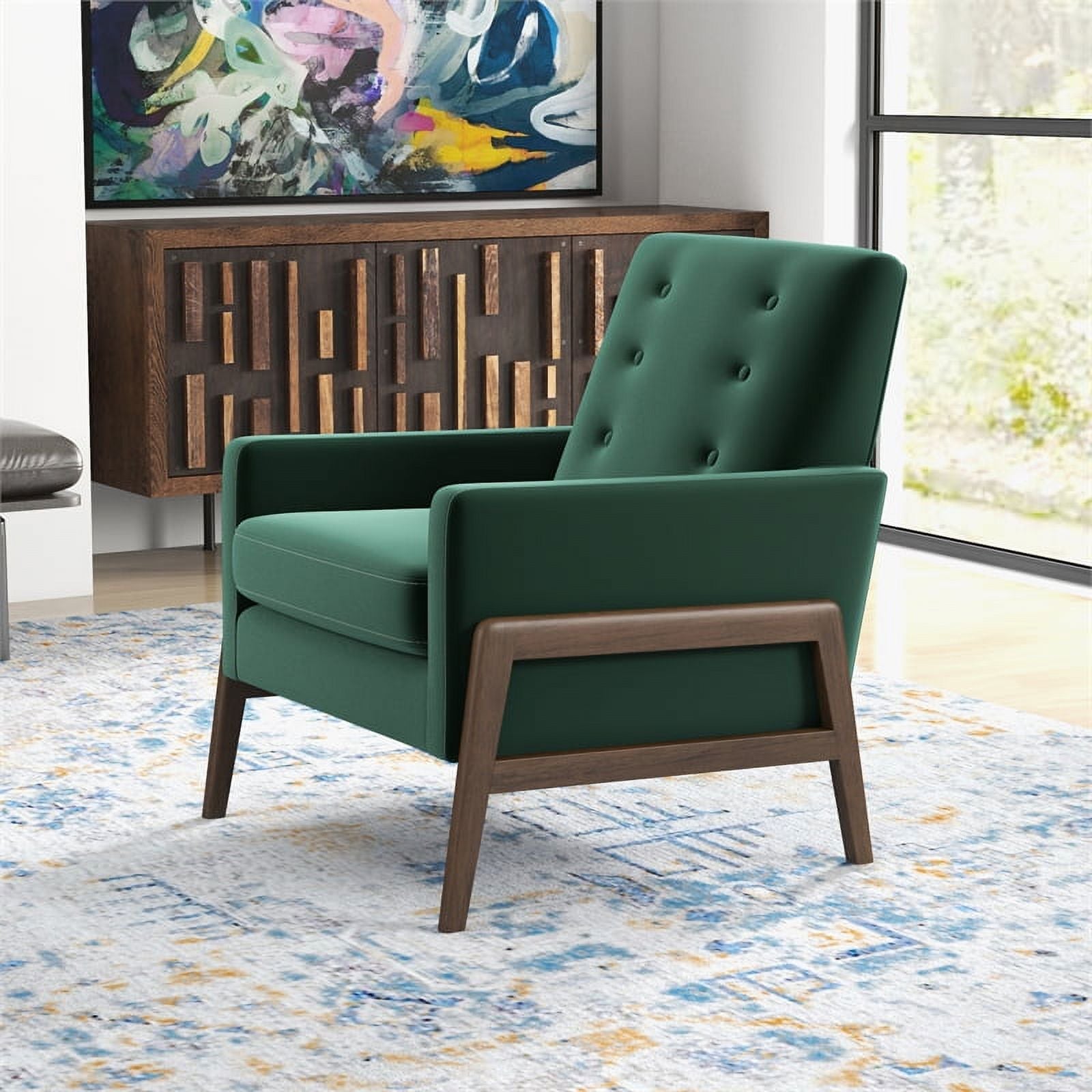 Green Velvet Tufted Accent Armchair Set of 2 S8007