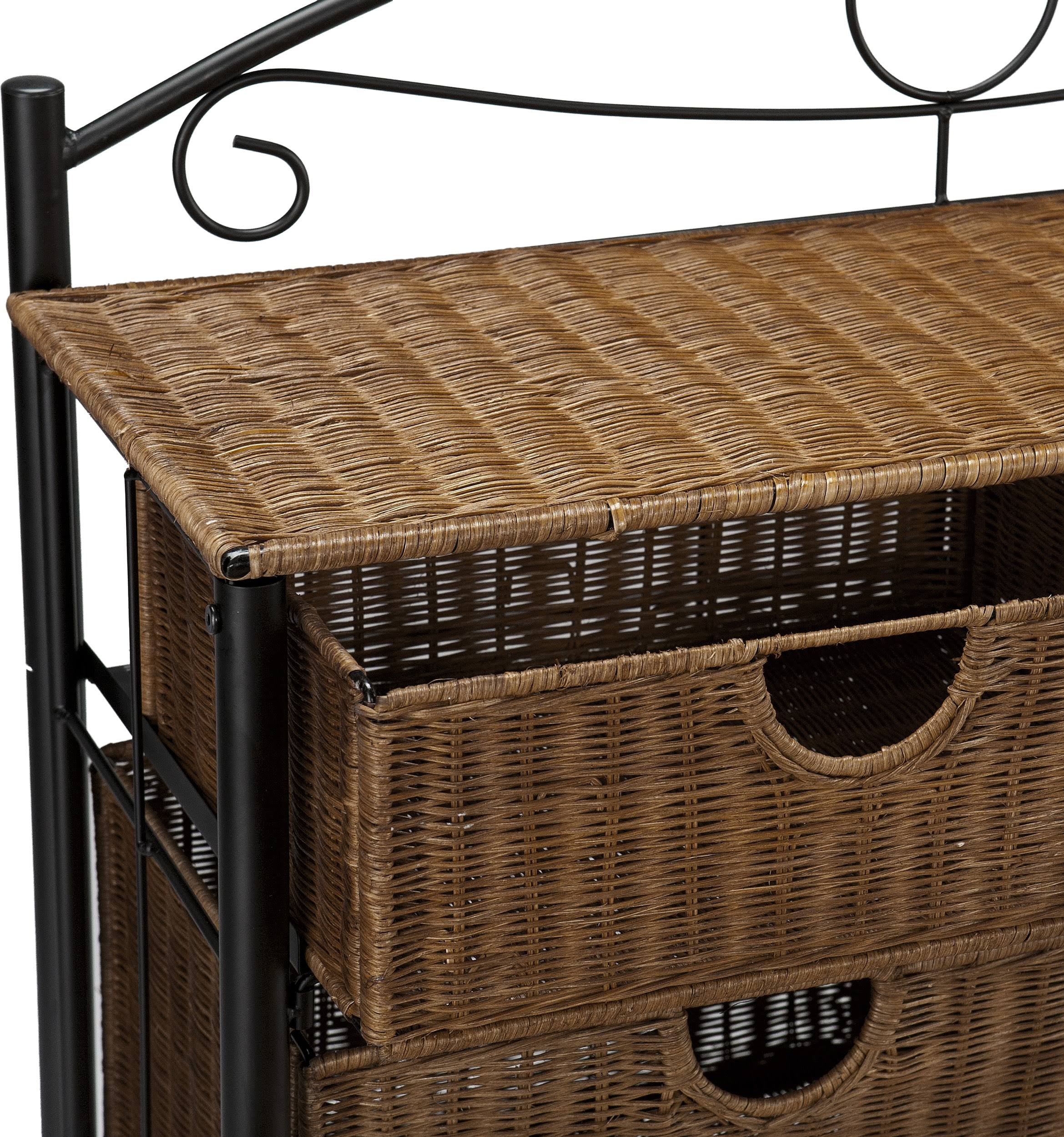 Black/Brown Iron/Wicker Storage Chest F5999