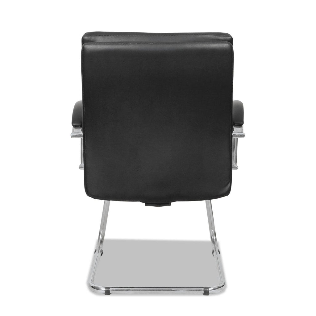 Slim Profile Soft Leather Guest Chair, Black/Chrome S1796