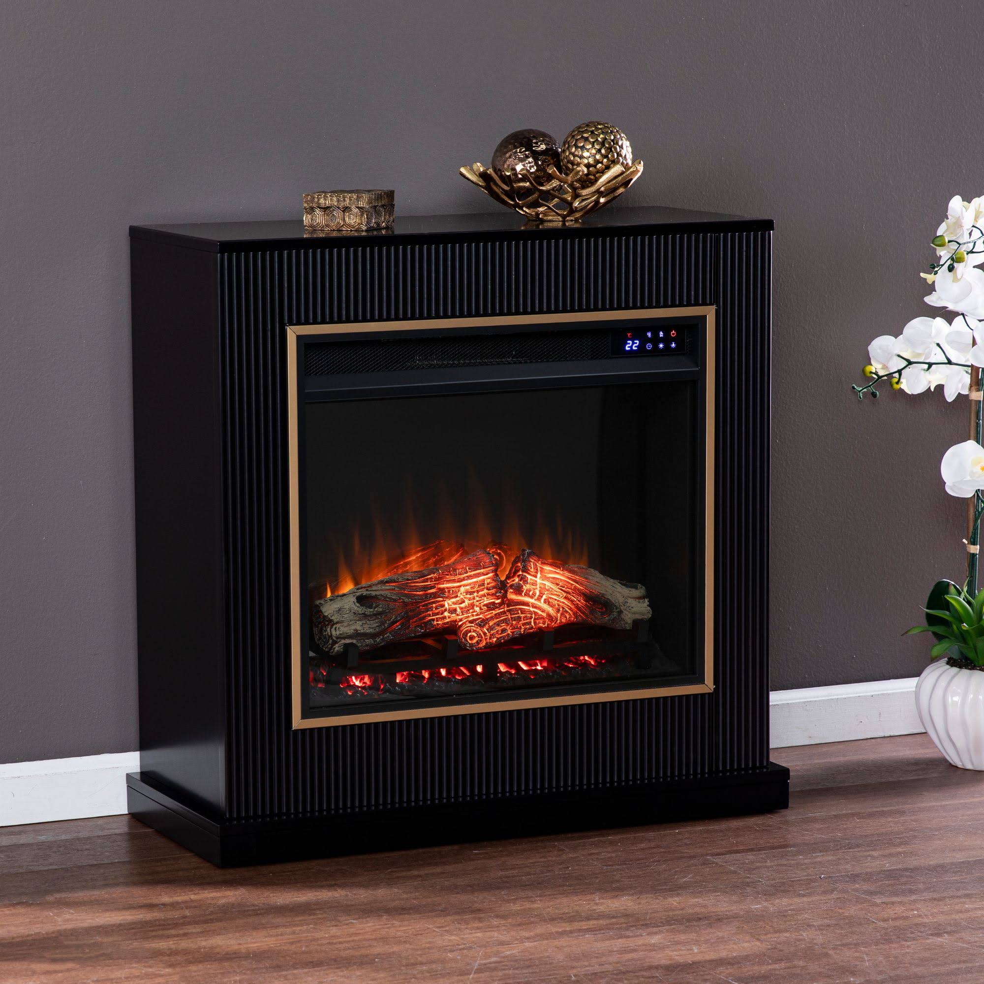 Contemporary Wood Electric Fireplace in Black B728237