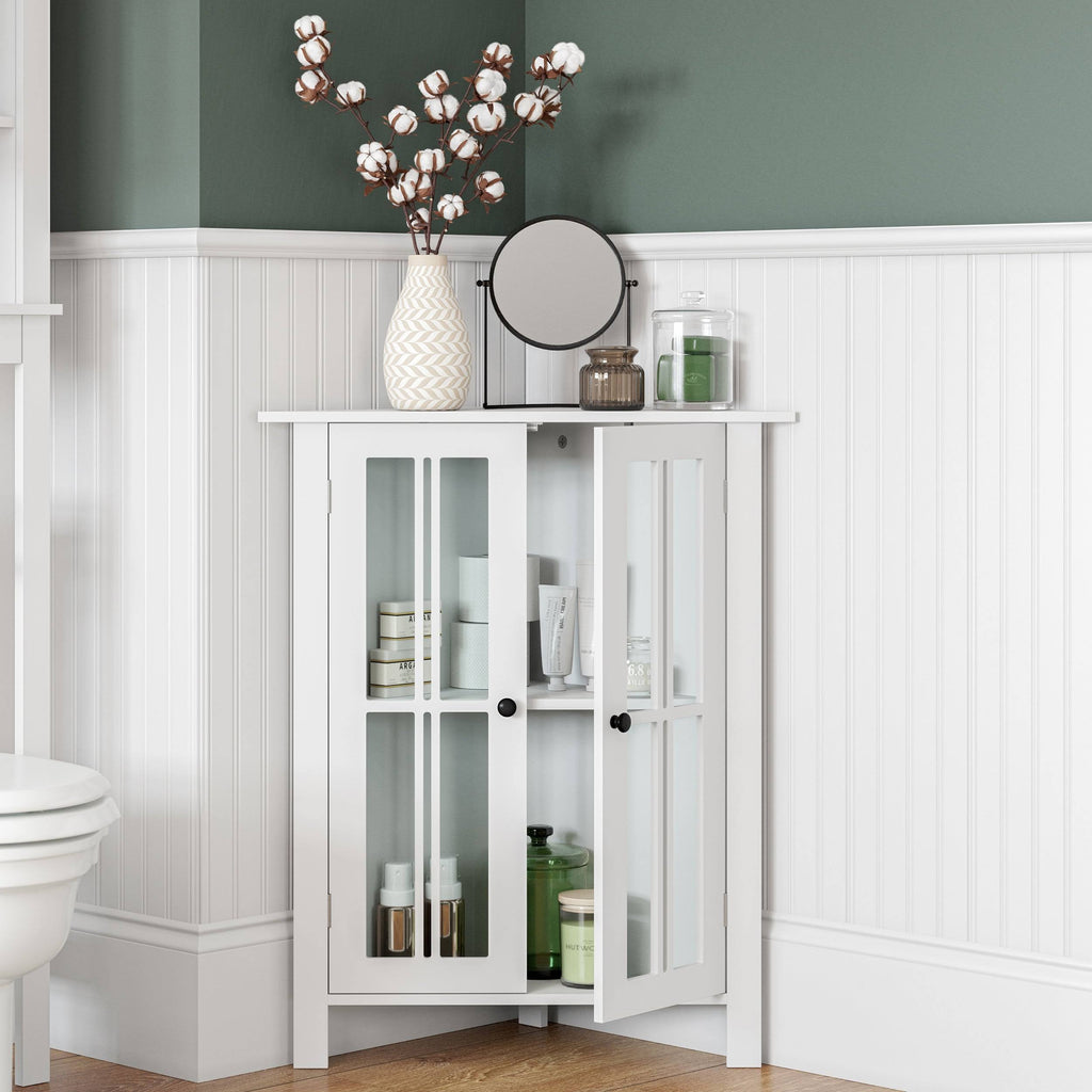White Two Door Corner Cabinet U95396