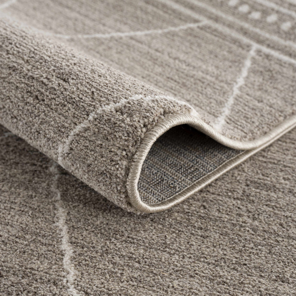 Brown White Runner Rug J248302