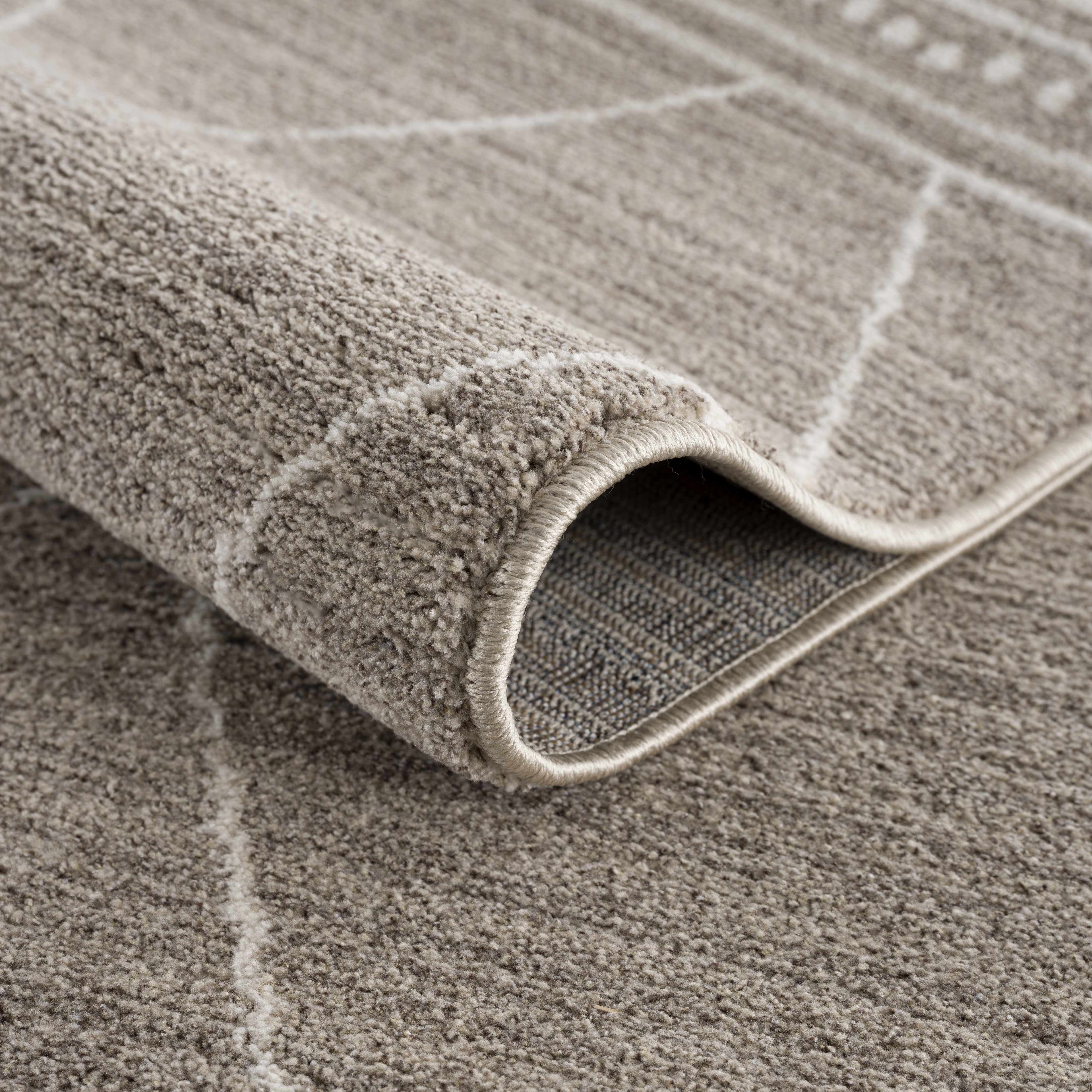 Brown White Runner Rug J248302