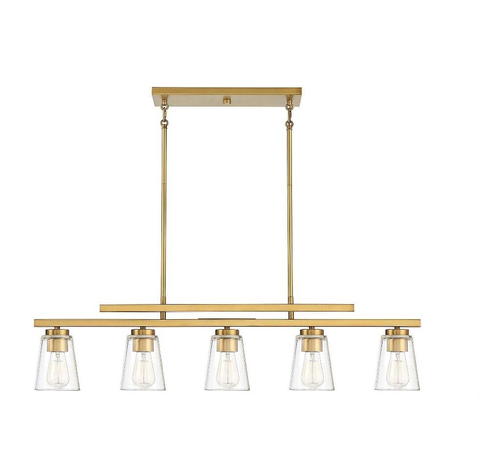 Matte Black 5-Light Linear Chandelier B3105