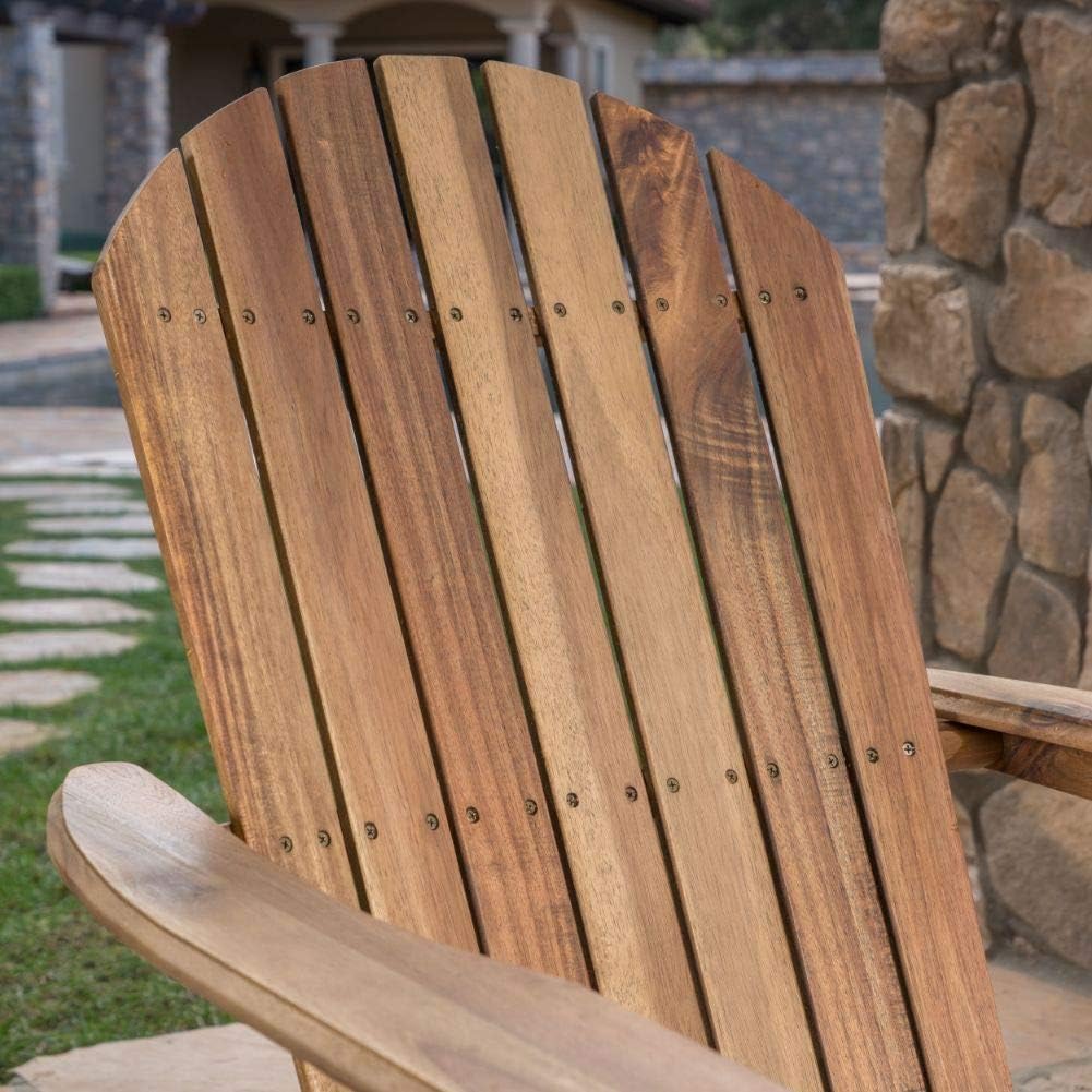 Natural Stained Acacia Wood Adirondack Rocking Chairs, 2-Pcs Set F547
