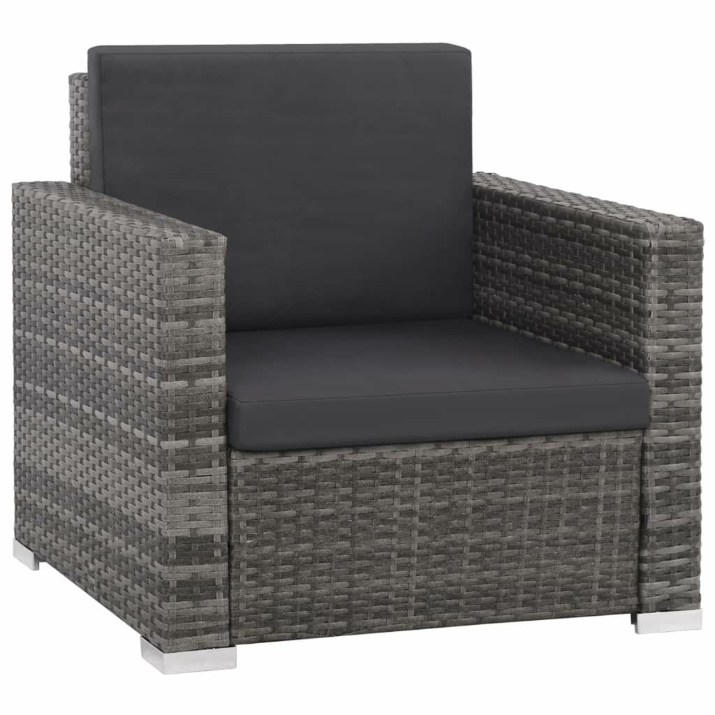 12 Piece Gray Poly Rattan Patio Sofa Conversation Set with Coffee Table and Ottoman B19438
