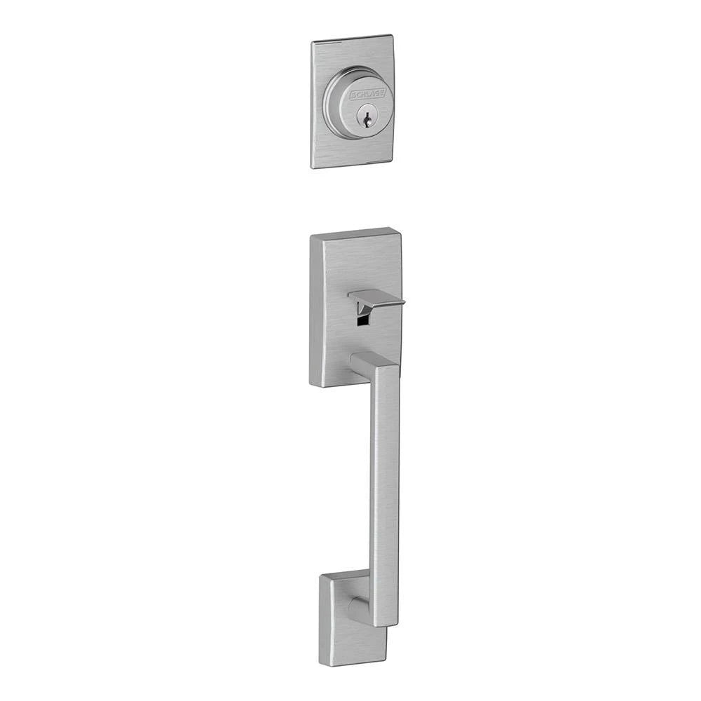 Satin Chrome Single Cylinder Exterior Entrance Handleset D10234