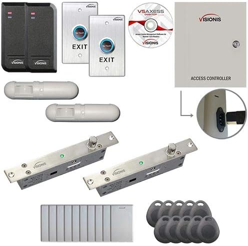 Two Door Access Control Electric Drop Bolt Fail Secure Controller Box With Power Supply Included Black Outdoor Waterproof Card Reader K590259
