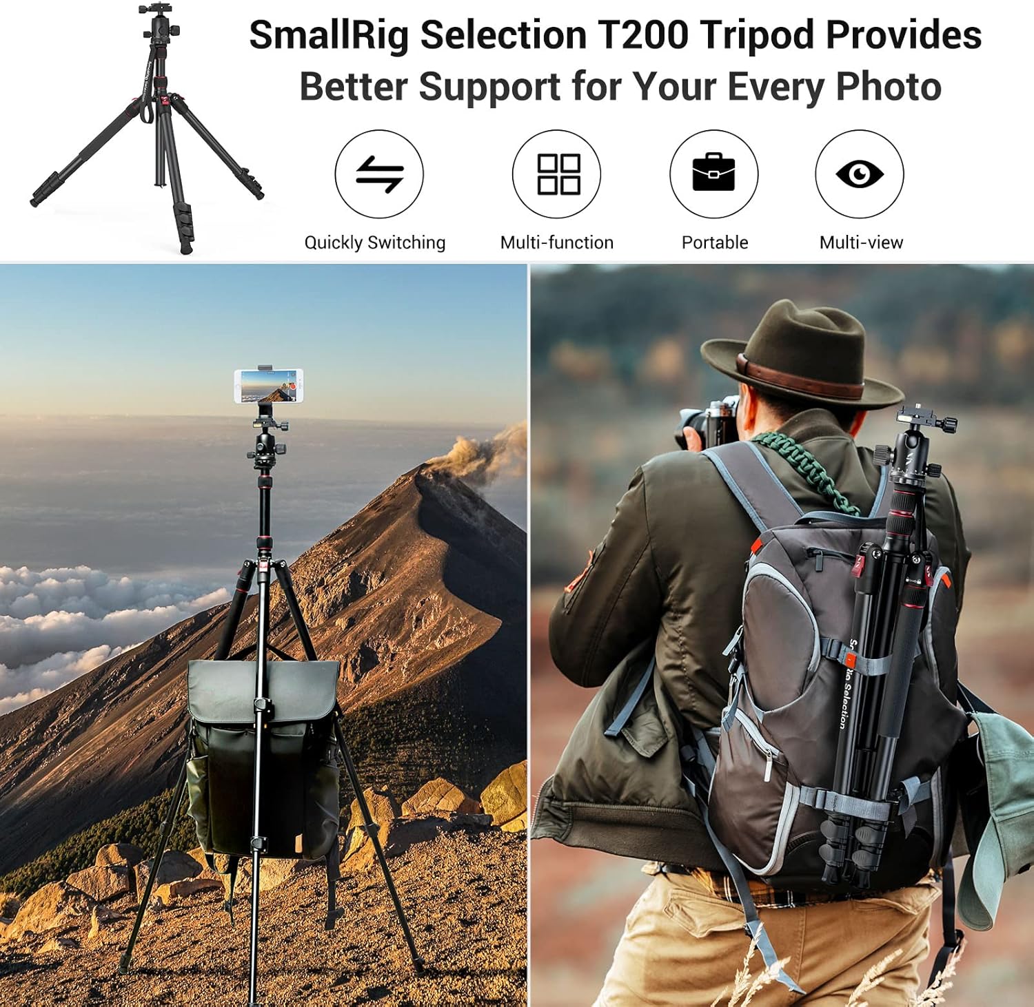 Aluminum Camera Tripod Monopod, Foldable, 360 Degree Ball Head Quick Release Plate, Max. Payload 33lb, Adjustable Height 18.5 to 78, Pack of 2 W258158