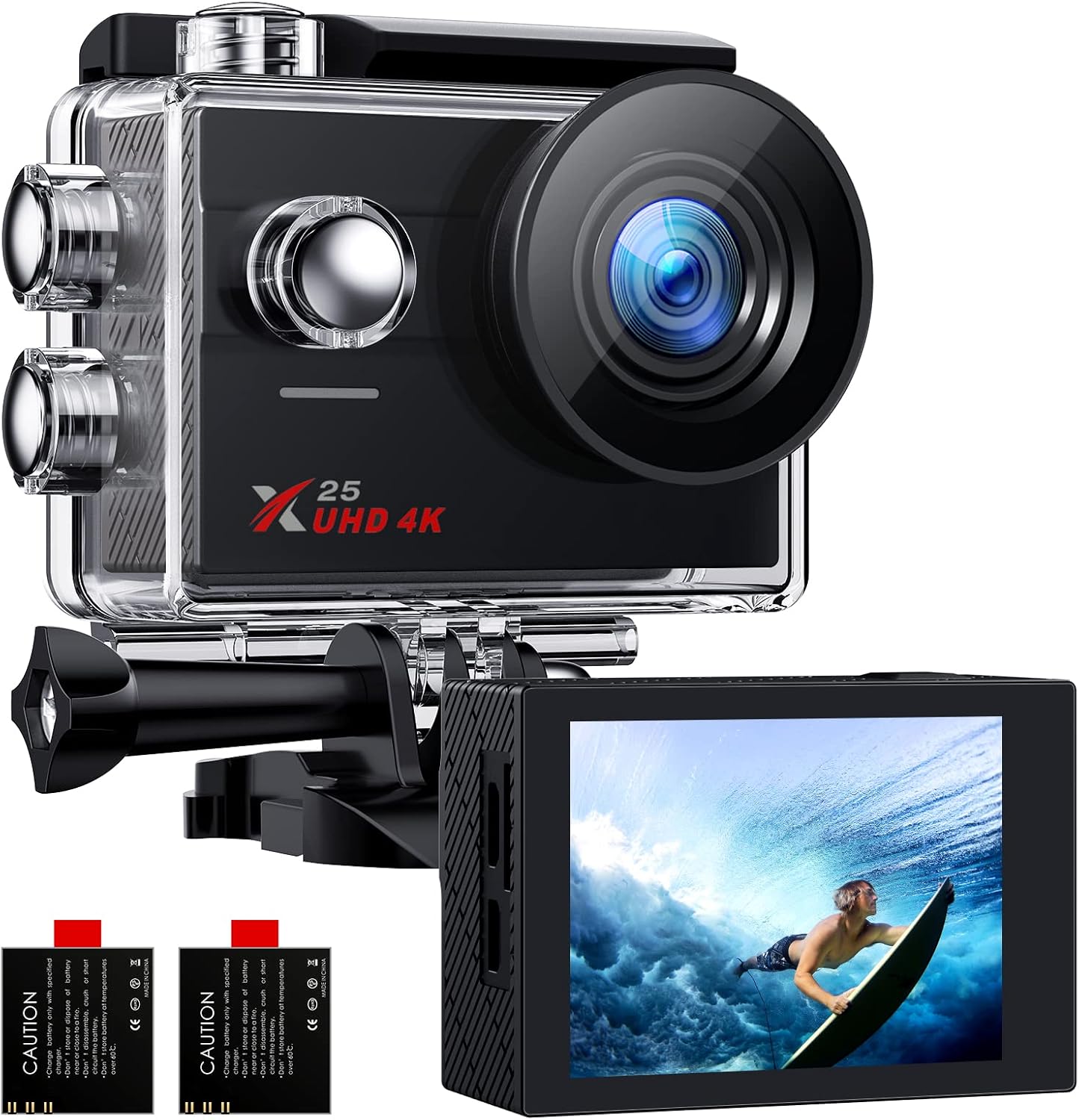 4K Waterproof Action Camera with 2 Batteries R834046