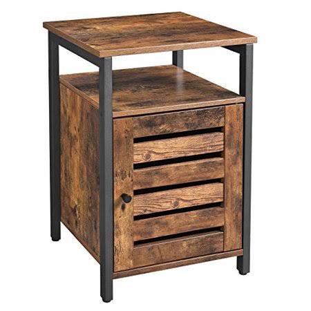 Greige Nightstand End Table with Cabinet and Shelf H170