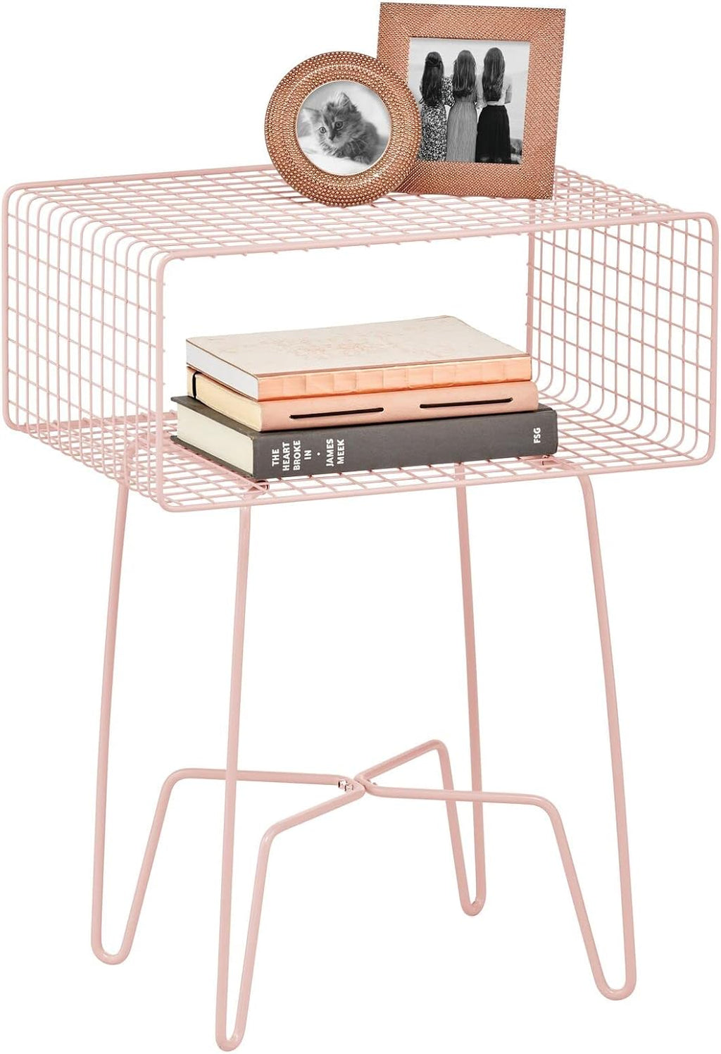 Bronze 2-Tier Metal End Table with Storage Shelf W35823