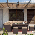 8PCS Wicker Rattan Conversation Set Brown D67105