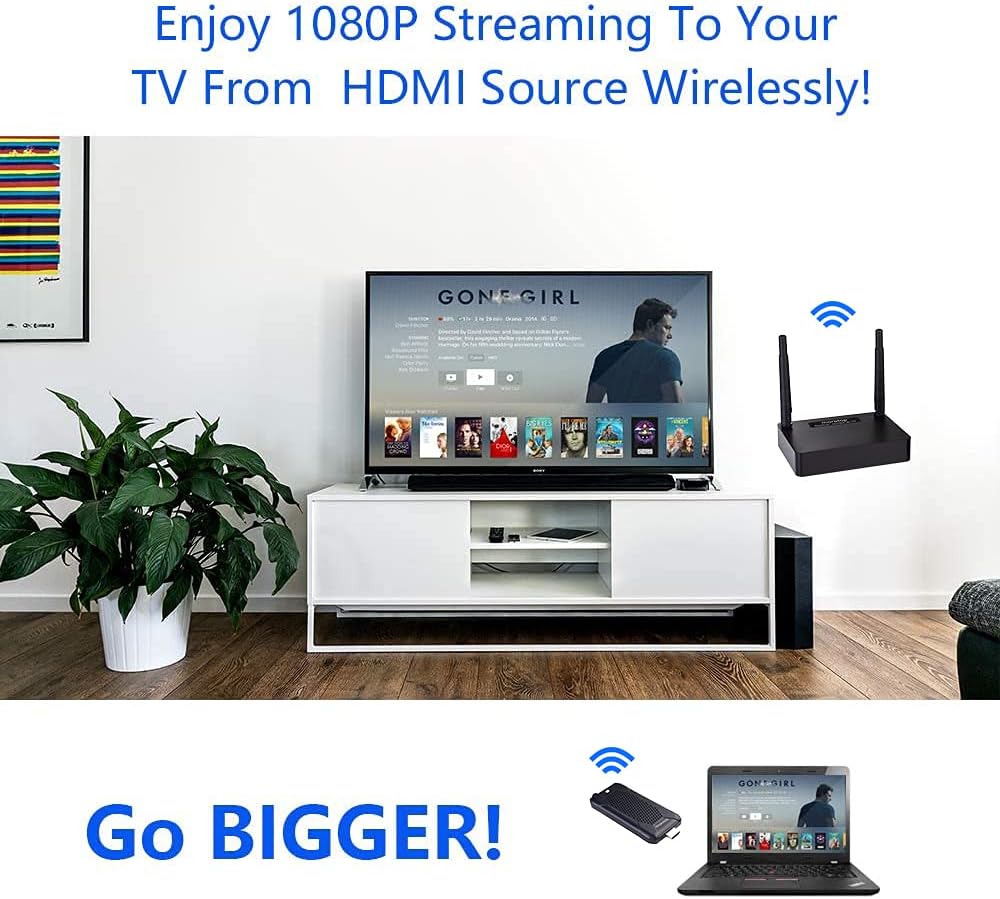 Wireless HDMI Transmitter and Receiver 5GHz Low Latency 328ft 1080p N950