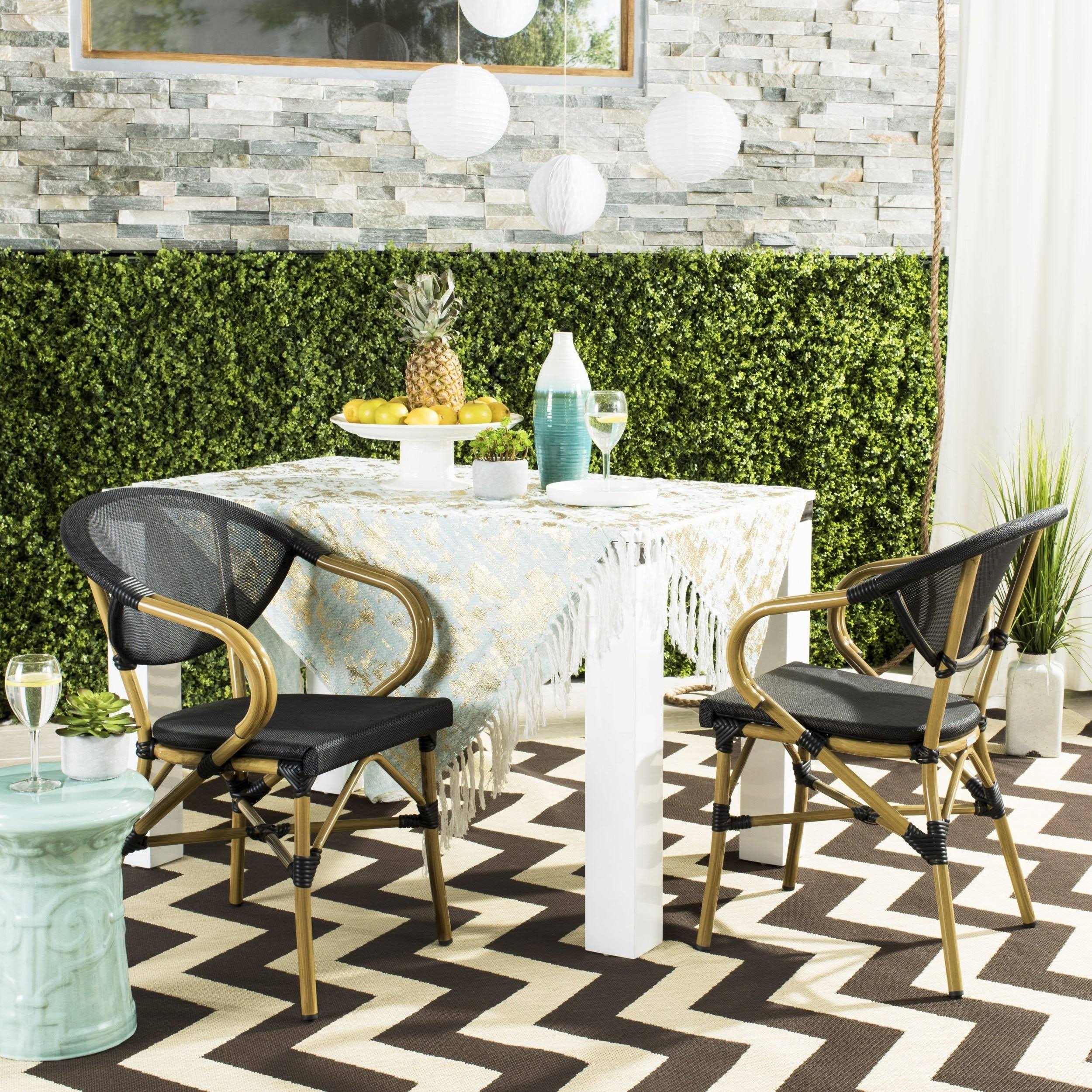 Black Stacking Arm Chair Set of 2 I4706