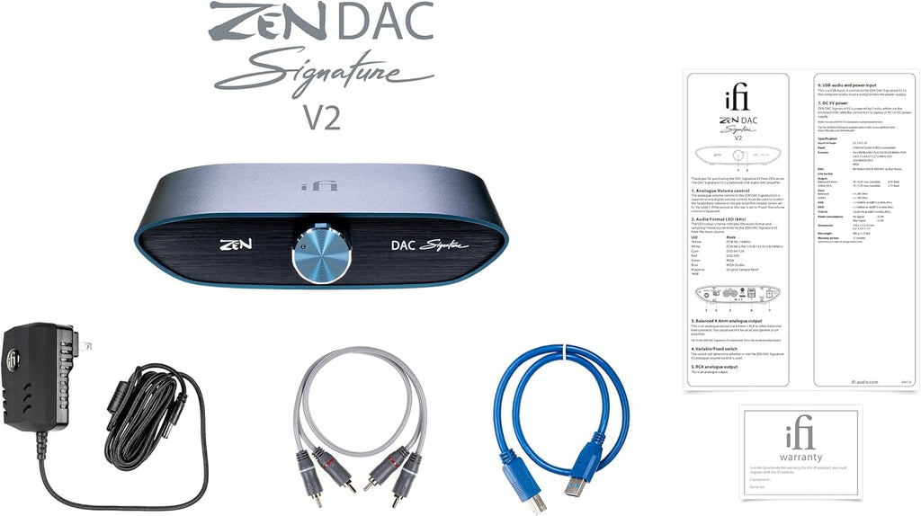 Zen DAC Signature V2 HiFi Desktop DAC with USB3.0 B Input / Outputs 4.4mm Balanced / RCA V6760