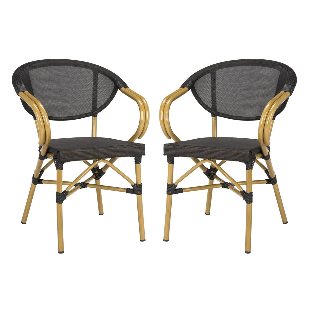 Black Stacking Arm Chair Set of 2 I4706