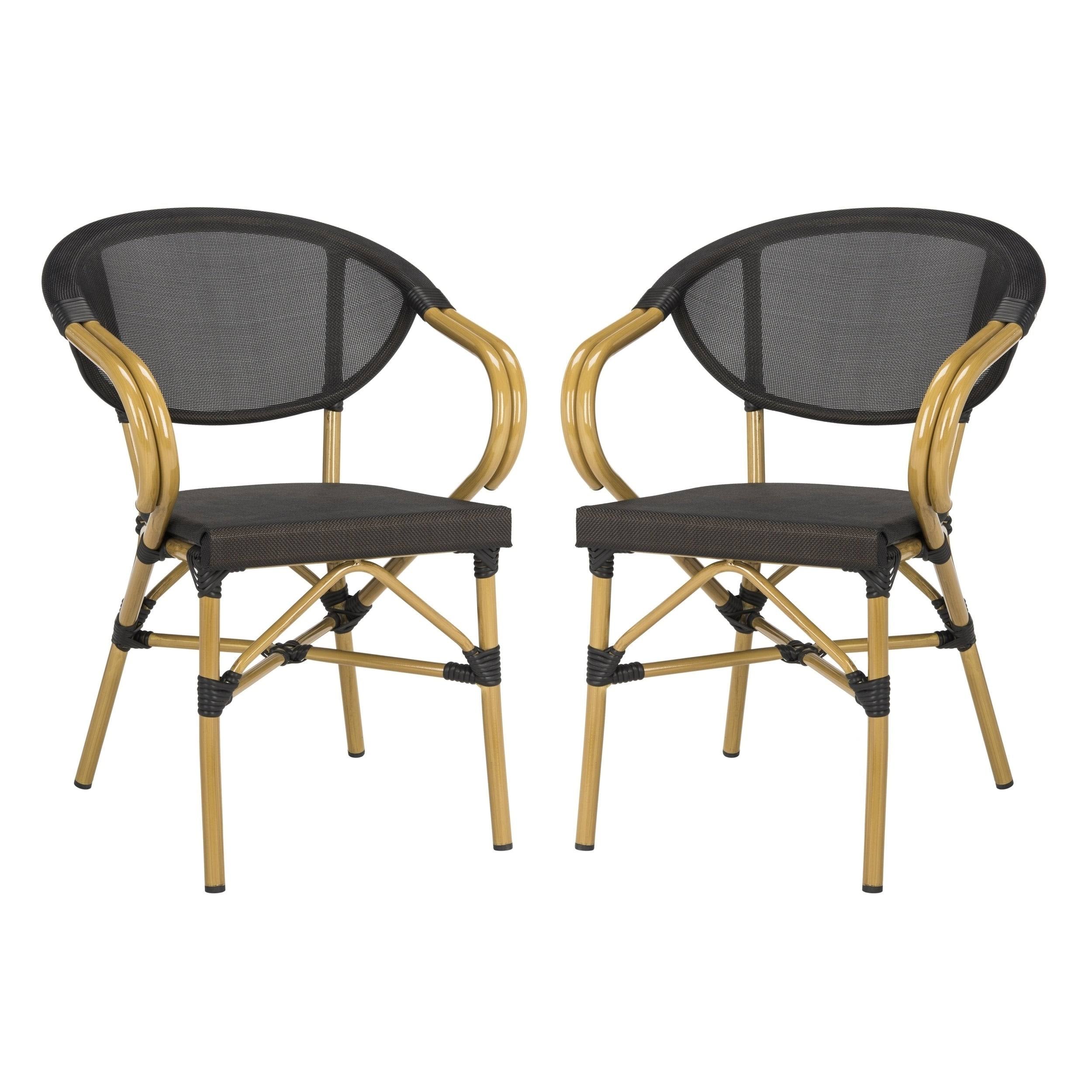 Black Stacking Arm Chair Set of 2 I4706