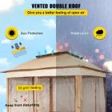 11x11ft 2-Tier Steel Patio Gazebo Canopy with Netting D6378