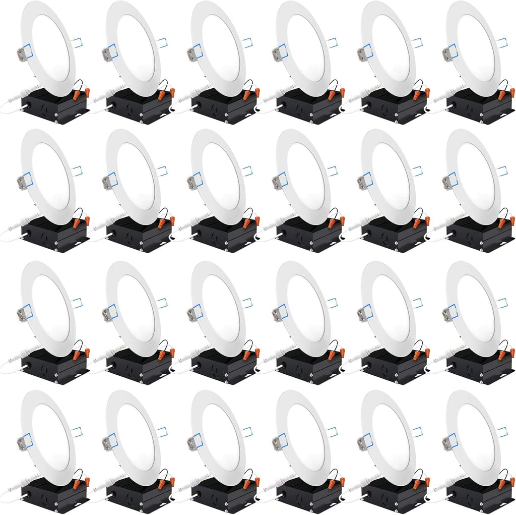 24 Pack 6 Inch LED Recessed Ceiling Lights Slim Dimmable Canless Wafer Thin with Junction Box L90617