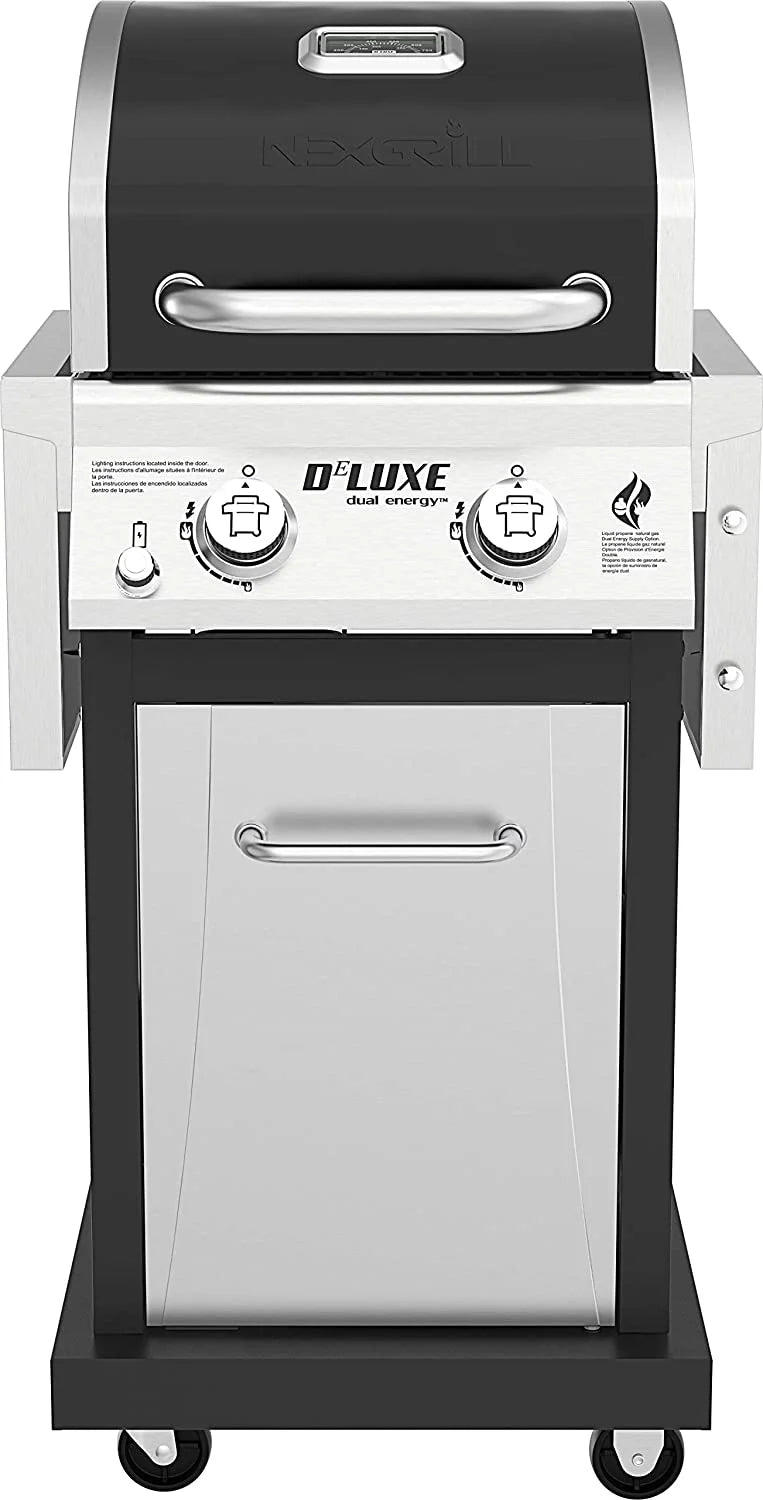 Silver & Black 2-Burner Propane Gas Grill with 2 Foldable Shelves S526