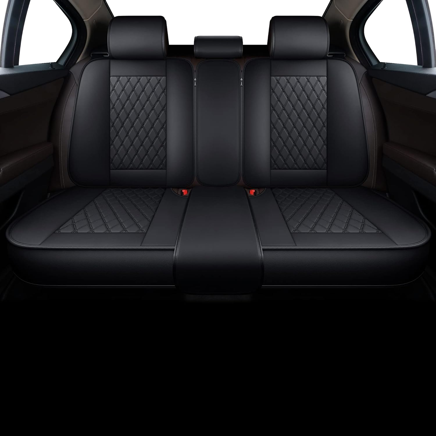 Gray Faux Leather Full Set Car Seat Covers J951