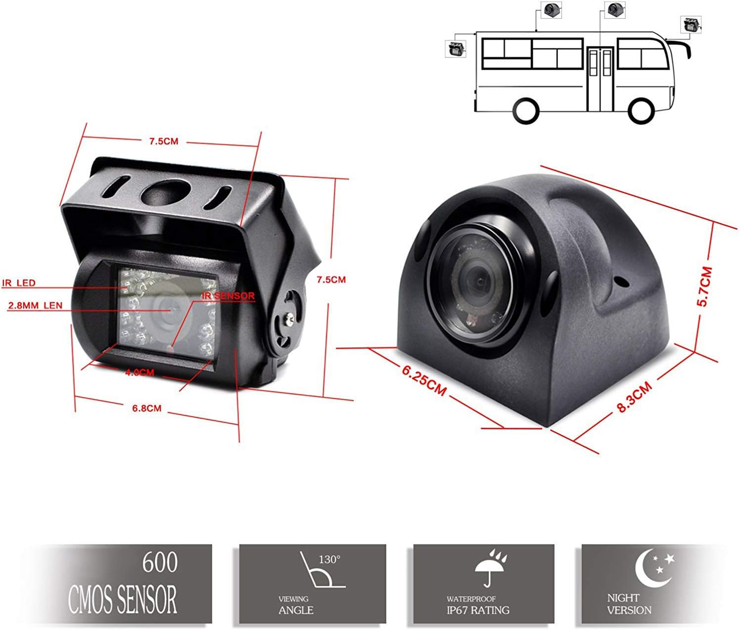 Backup Camera with Monitor 4 Channels Split Screen Wired N402