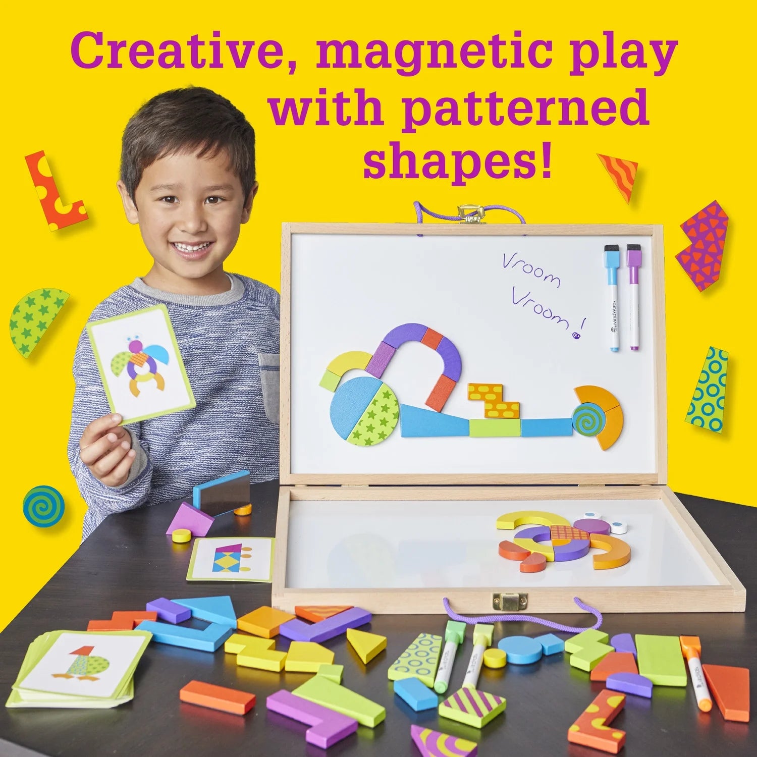 60 Wooden Magnetic Blocks with Wood Carrying Case U792936
