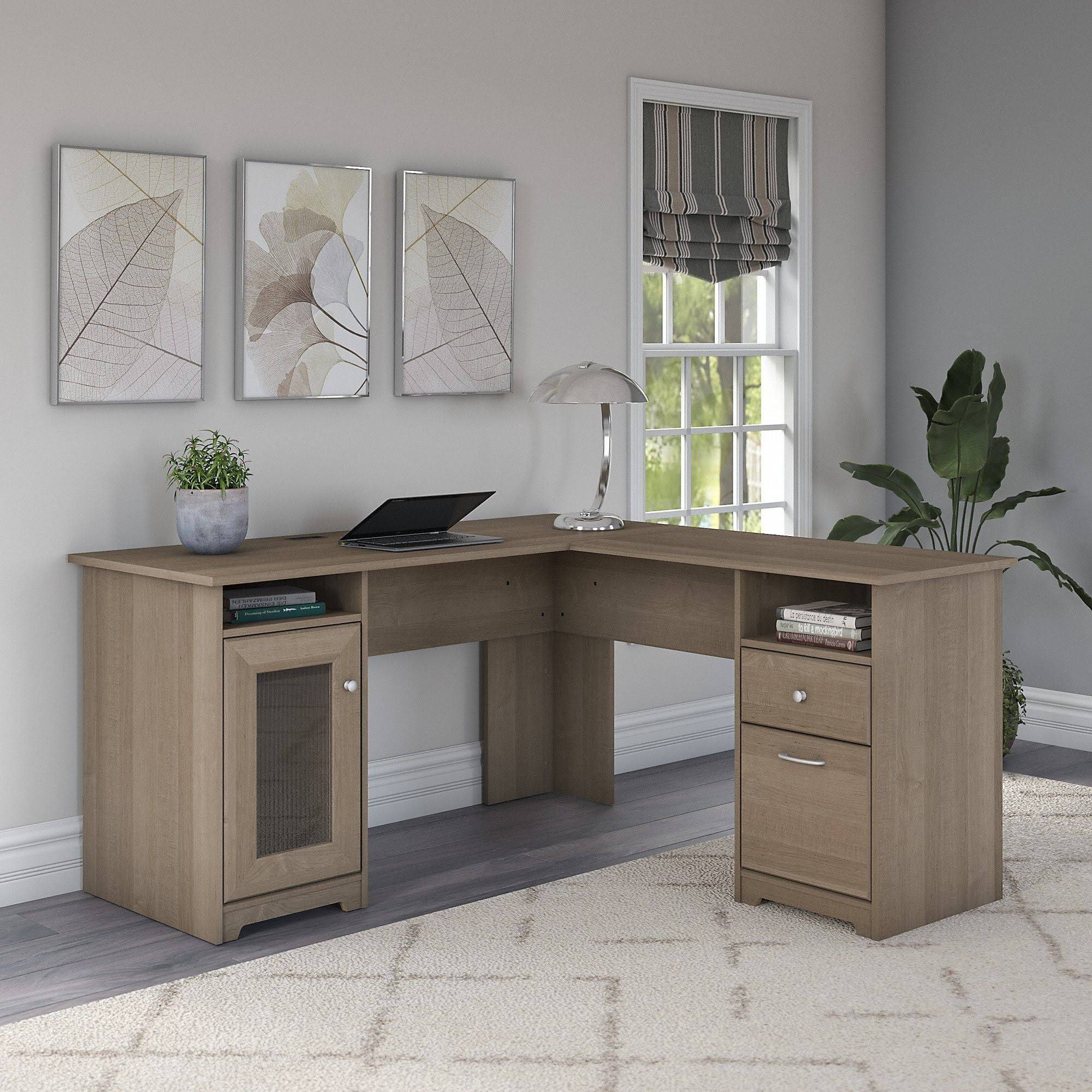 60W Ash Gray L Shaped Computer Desk N79162