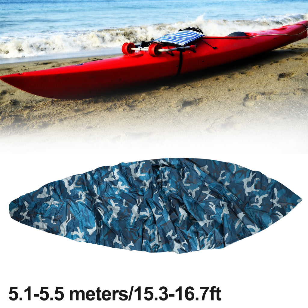 Blue Camouflage Kayak Cover Boat Canoe Cover Waterproof 15.3ft-16.7ft K60931