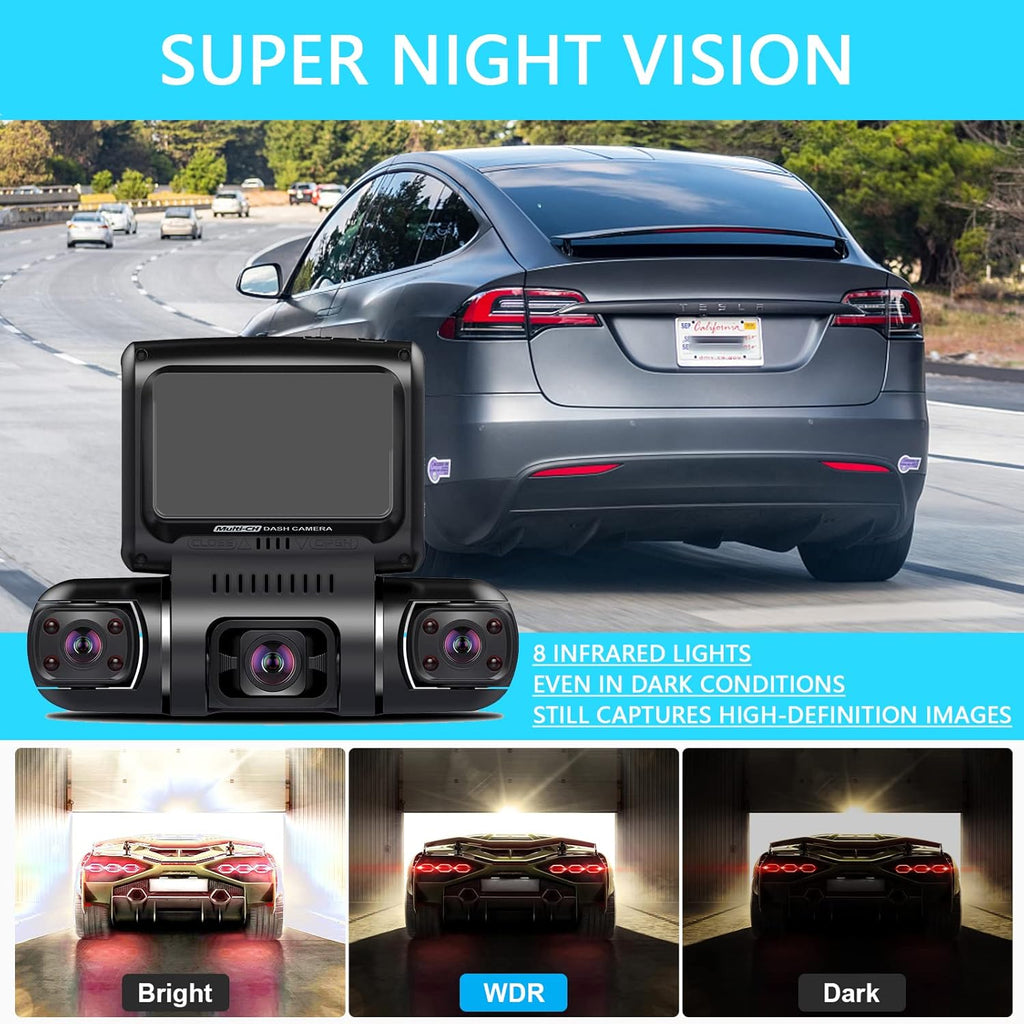 3 Channel Front Inside Rear Dash Cam with WiFi D324640