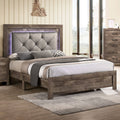 Rustic Natural Tone Tufted Panel Bed Queen H28629