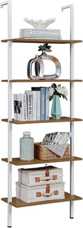 5-Tier White Gold Metal Wall-Mounted Bookshelf O3645