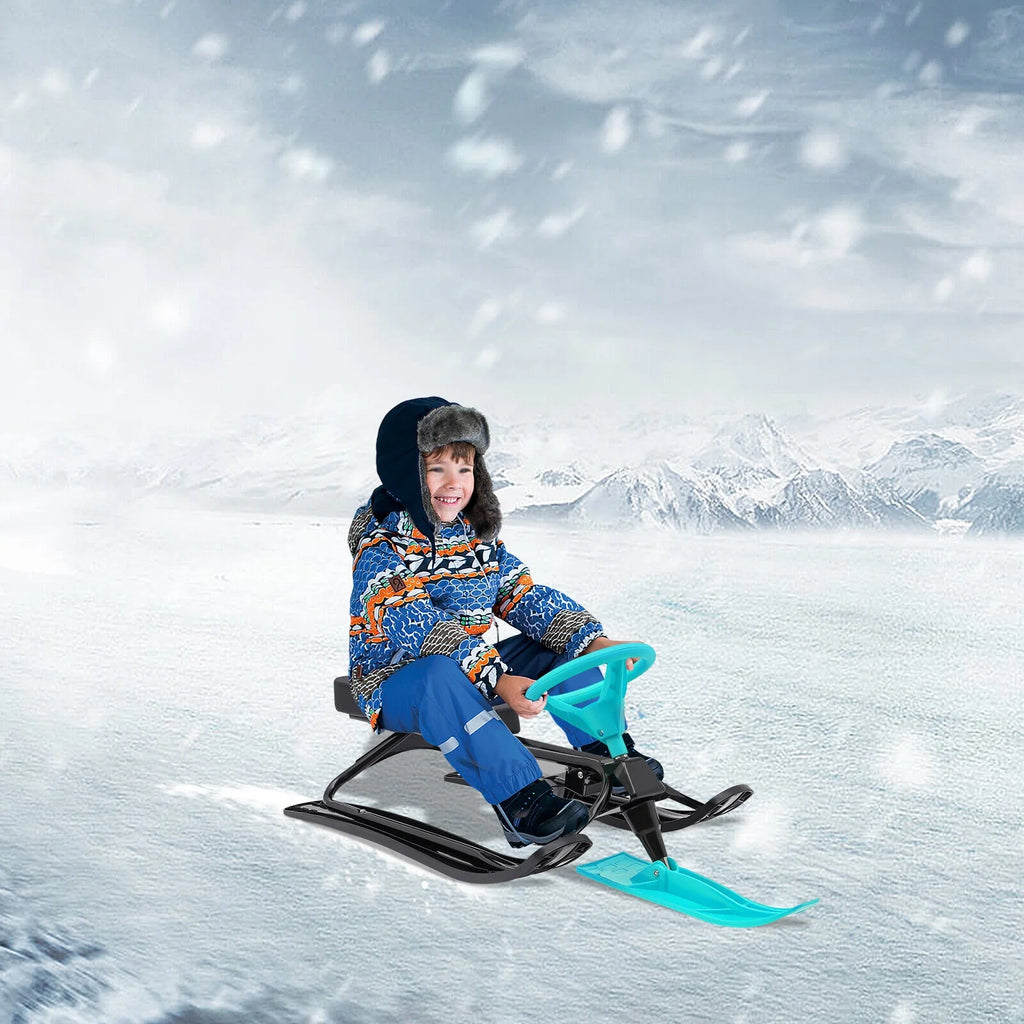 Green Snow Racer Sled Twin Brakes Winter Sports 44.88*19.69*15in A69976