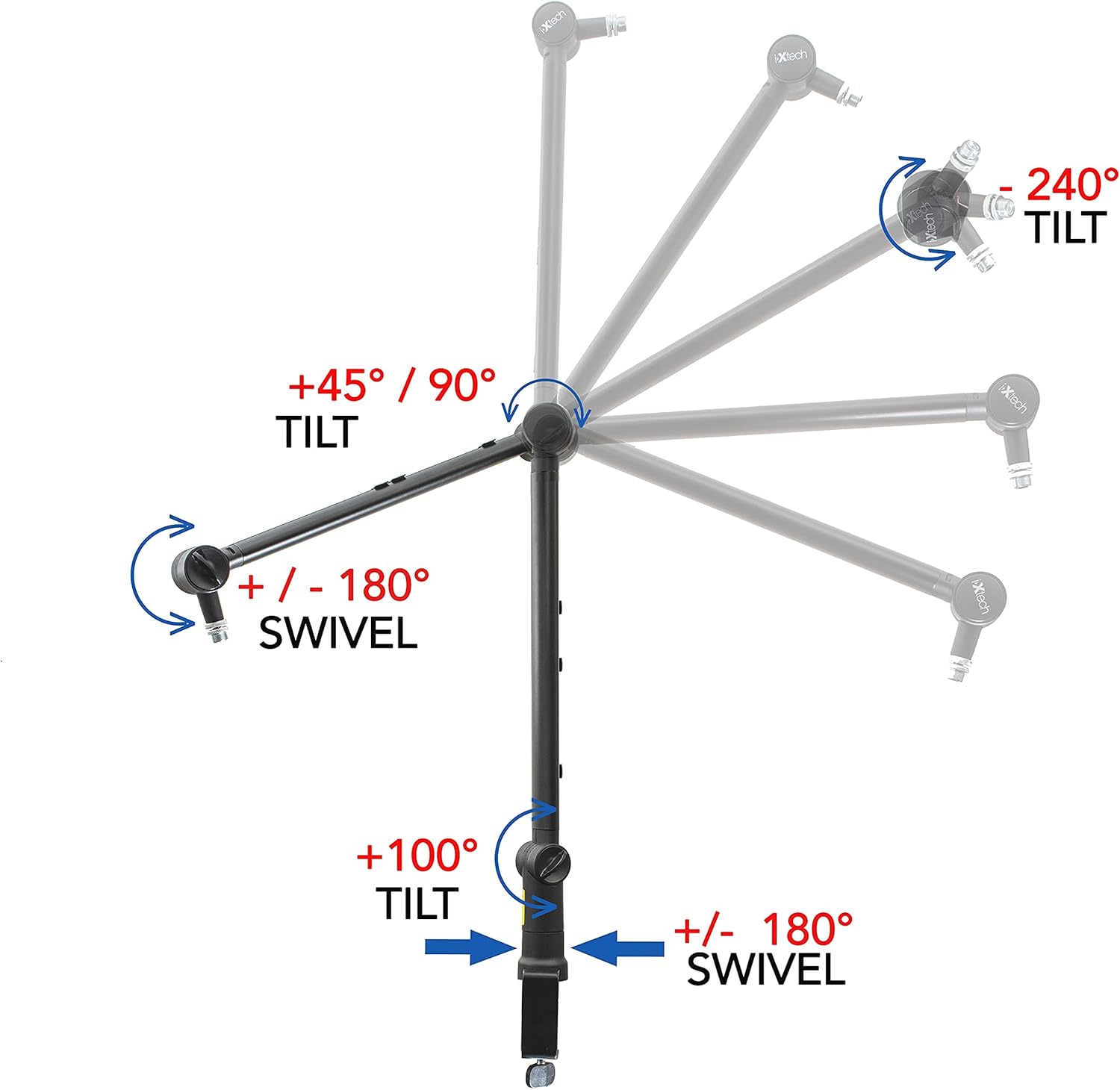 Adjustable 360° Rotatable Stainless Steel Microphone Arm, Pack of 2 L408