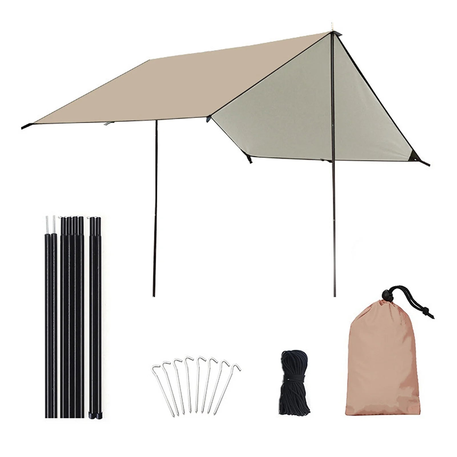 Waterproof Camping Tarp with Poles N7649