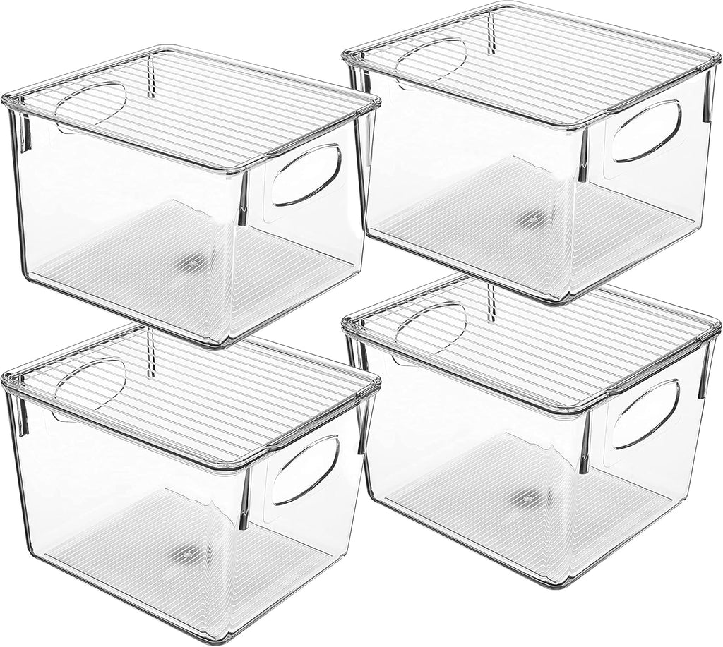 Clear Stackable Plastic Storage Bins with Lid, 4 Pack of 2 H875